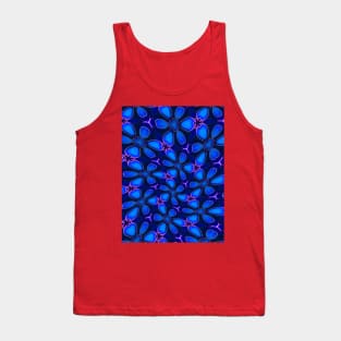 Deep Blue Flower Pattern Tank Top